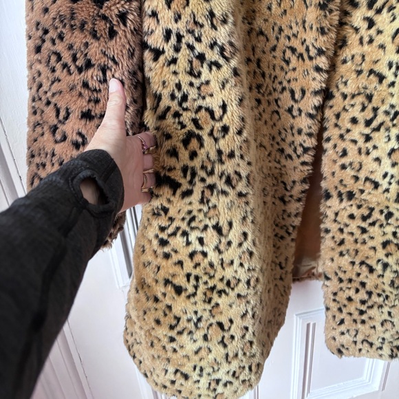 Women’s Vintage Penmans Leopard Print Faux Fur Clip Front Lined Pockets Coat S - Picture 5 of 16